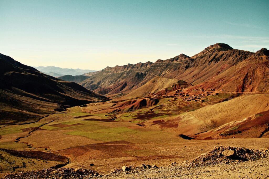 Stunning view of Atlas Mountains showcasing nature, geology, and serenity in Morocco.