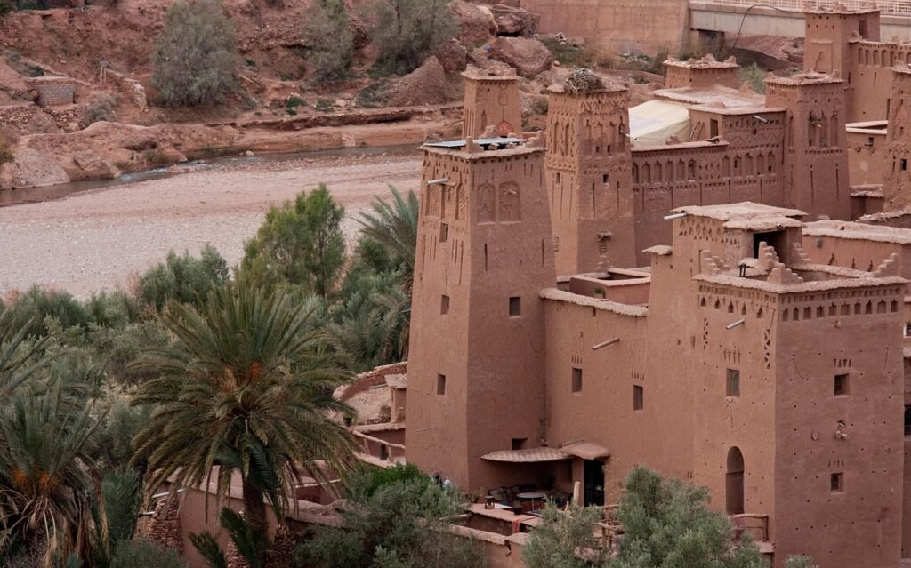 Aerial shot of Kasbah Ait Ben Haddou in Morocco