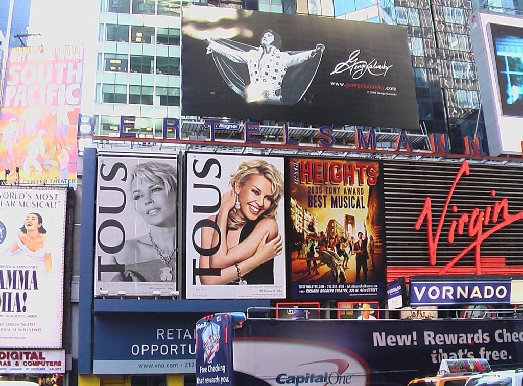 Vibrant Broadway posters in New York city